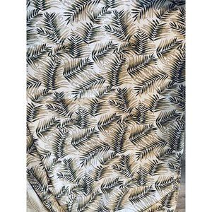 Florida Marketplace Green Tan Fern Leaf Print Cotton Tablecloth Oblong 60x96